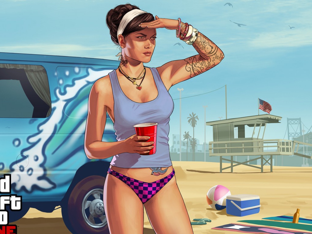 Девушка на пляже Grand Theft Auto V