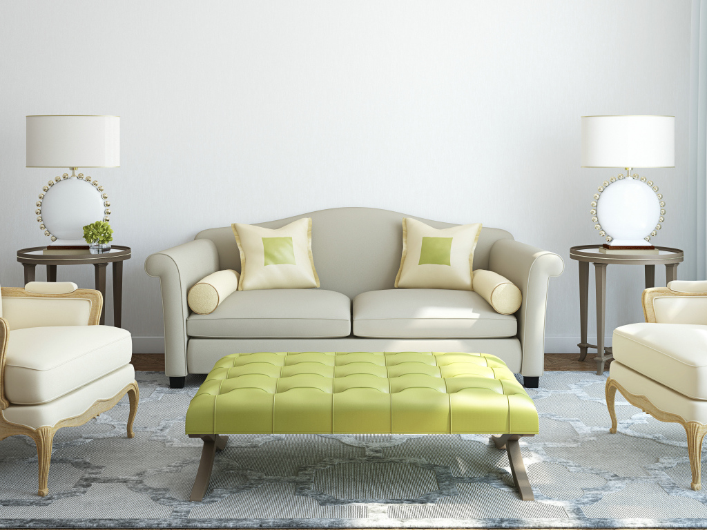 Серо белый тон гостиной