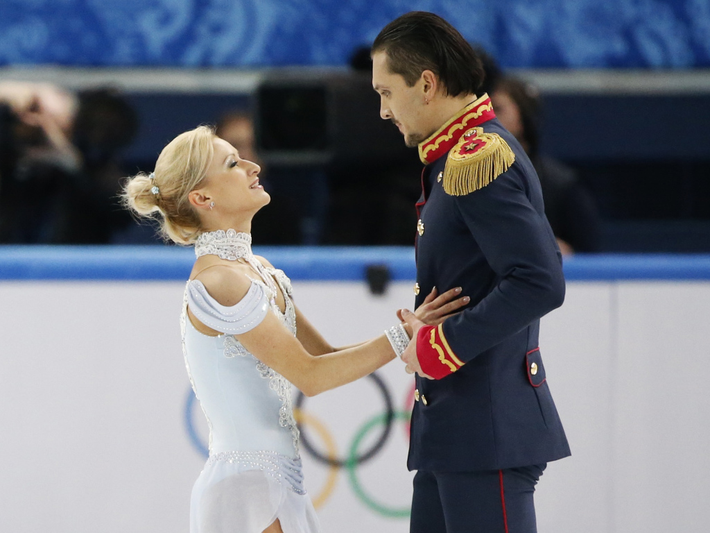 Holders of gold medals skaters Tatiana Volosozhar and Maxim Trankov in Sochi