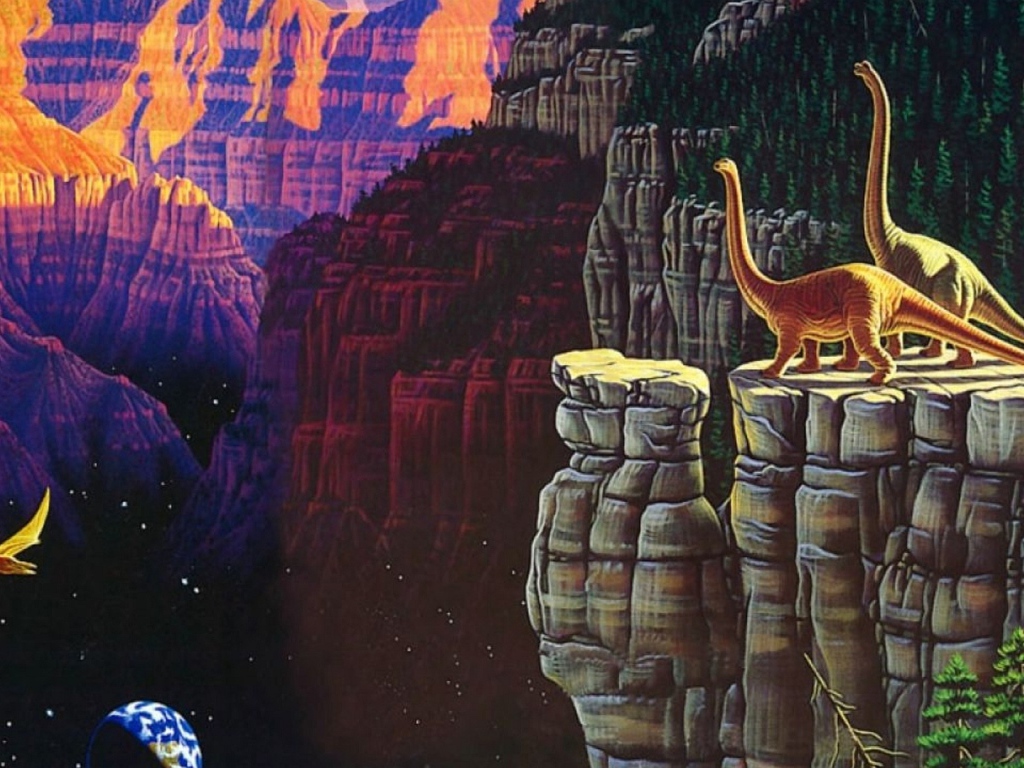 Пейзаж с динозаврами