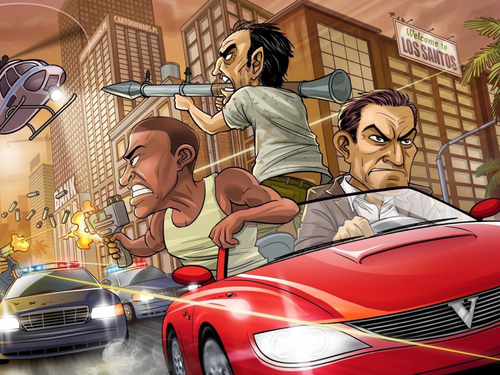 Полицейская погоня в игре Grand Theft Auto V