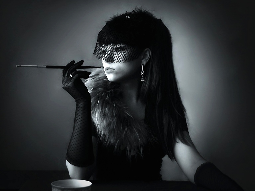 Курящая девушка в стиле ретро