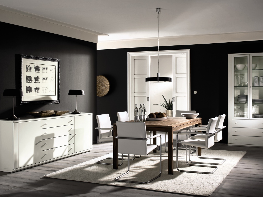 Столовая в черно белом стиле