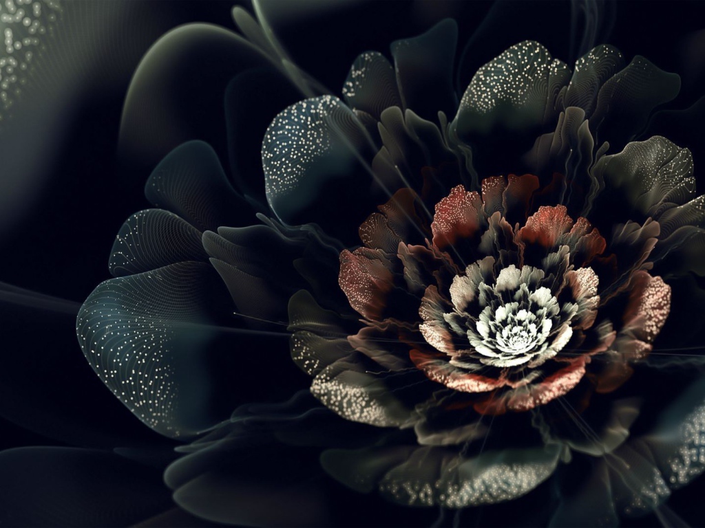 Абстрактный черный цифровой цветок