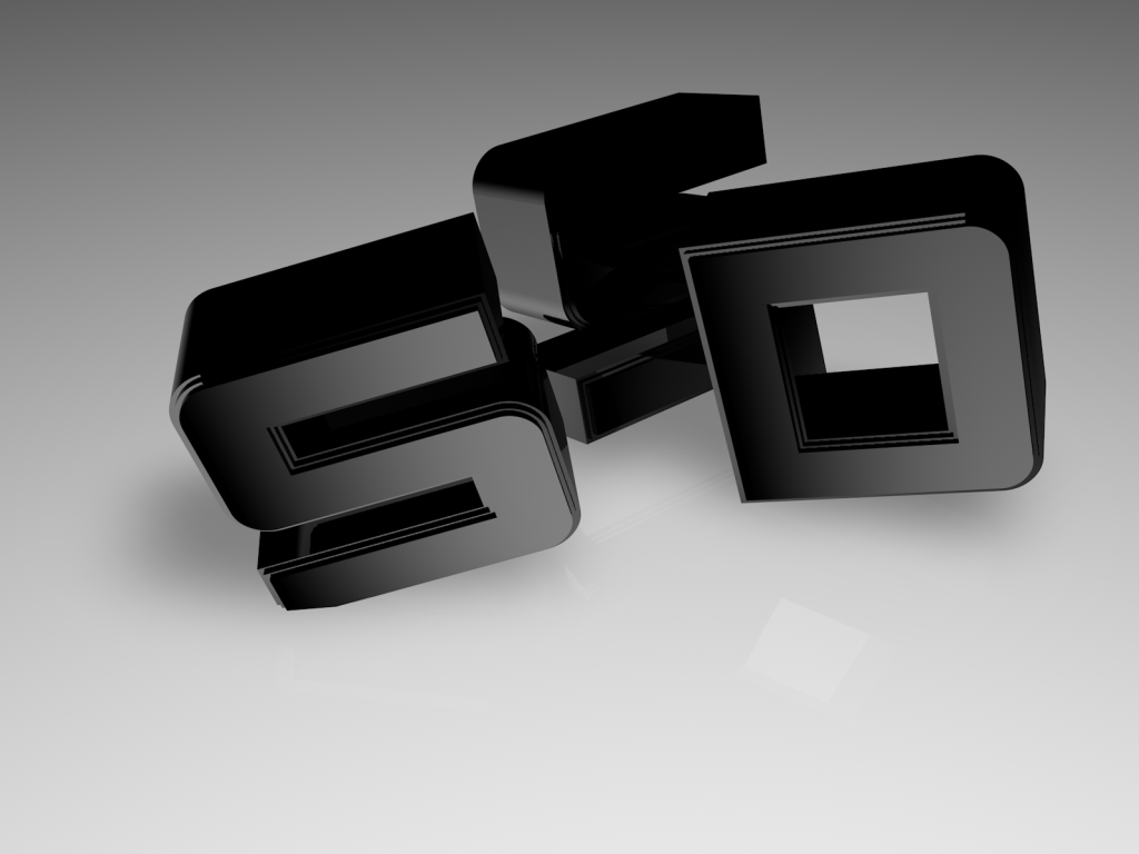 Черные буквы на сером фоне, 3Д модель