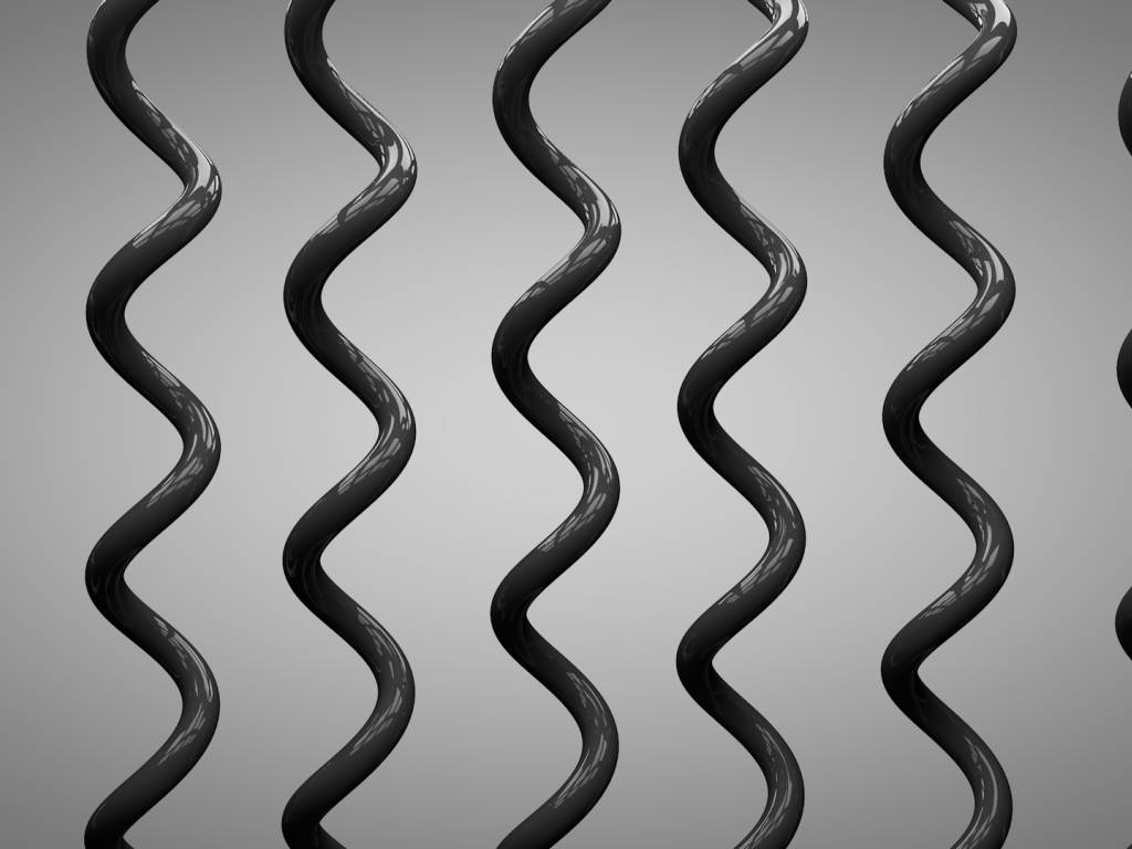 Черные спирали на сером фоне, 3-Д графика