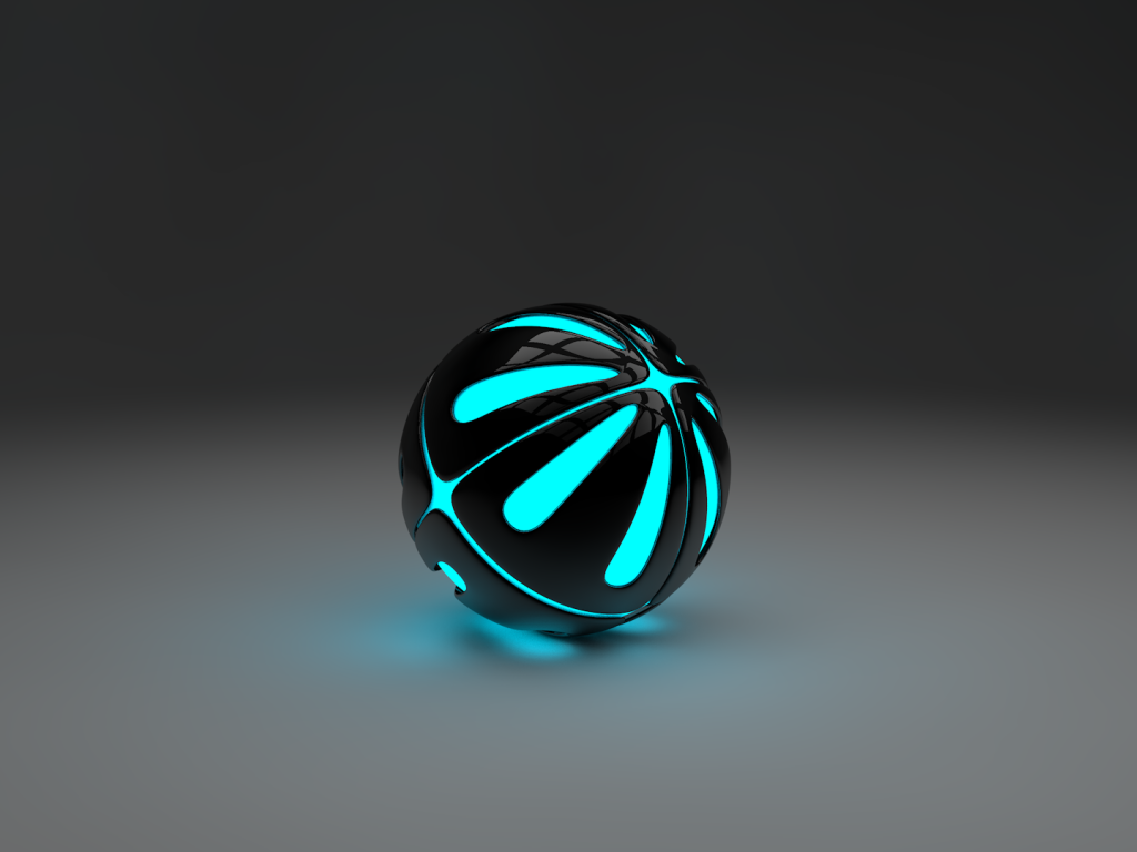 Голубой шар на сером фоне, 3-Д графика