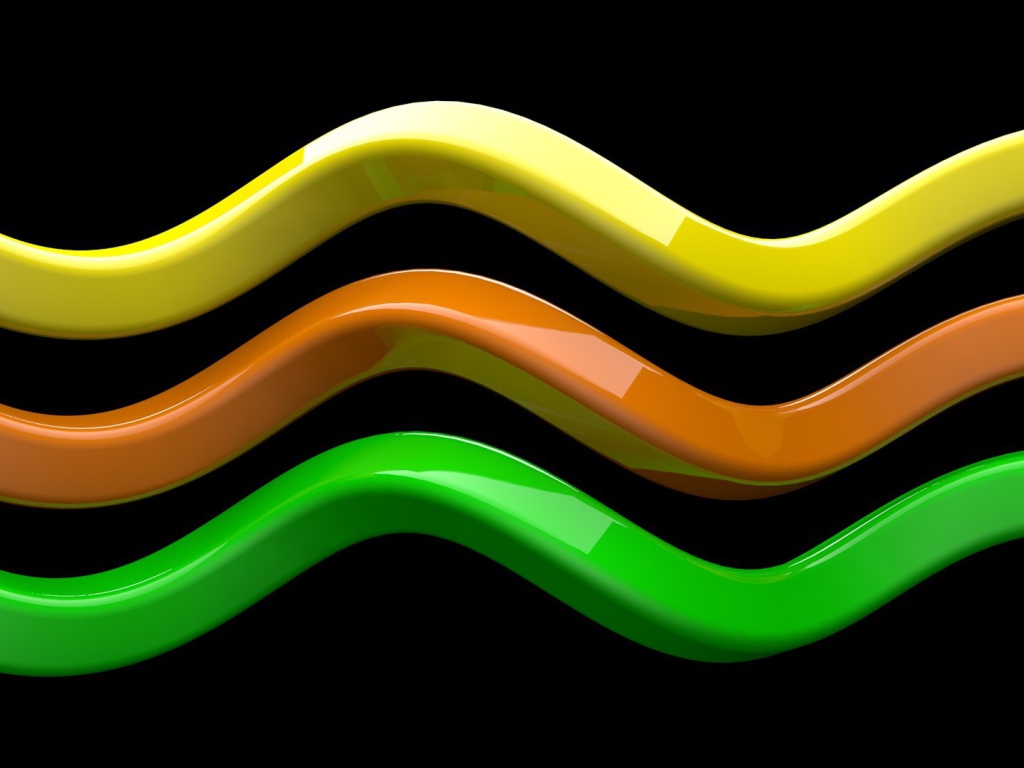 Яркие волны на черном фоне, 3-Д графика