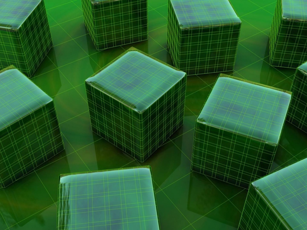 Зеленые клетчатые кубы