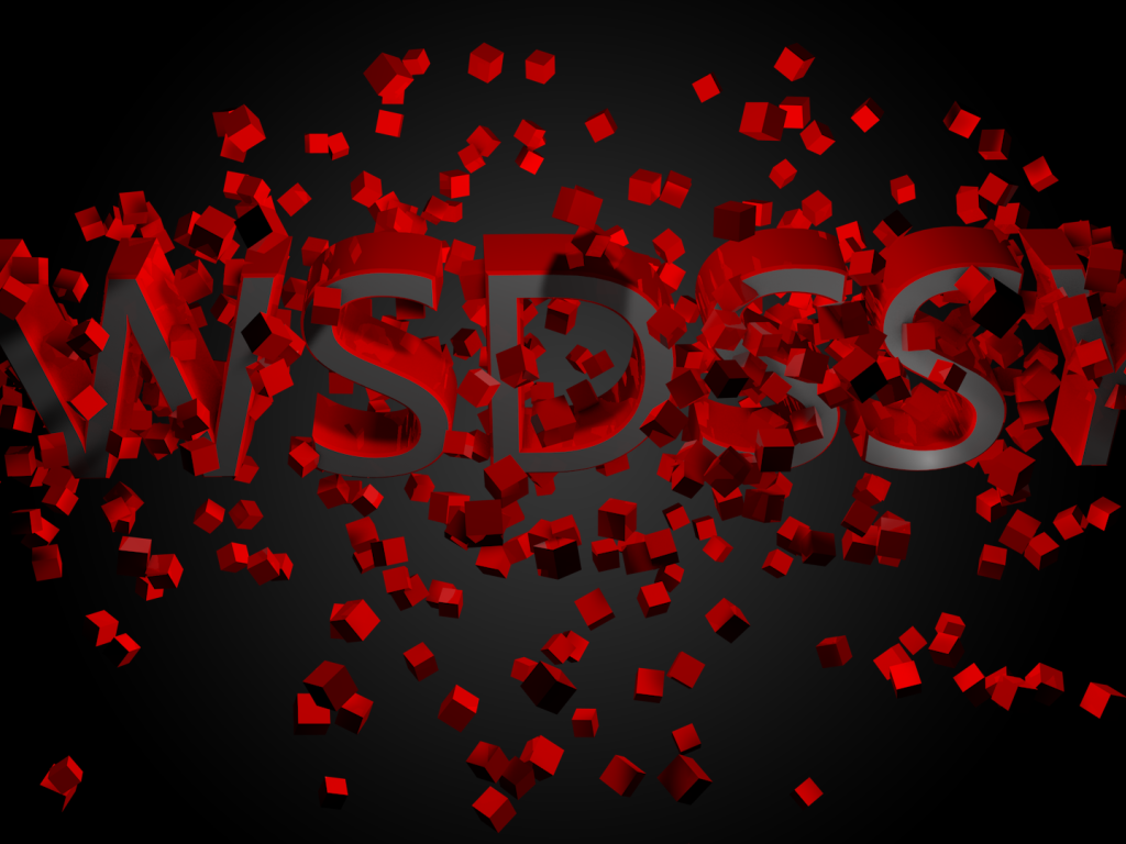 Буквы из красных кубов на черном фоне