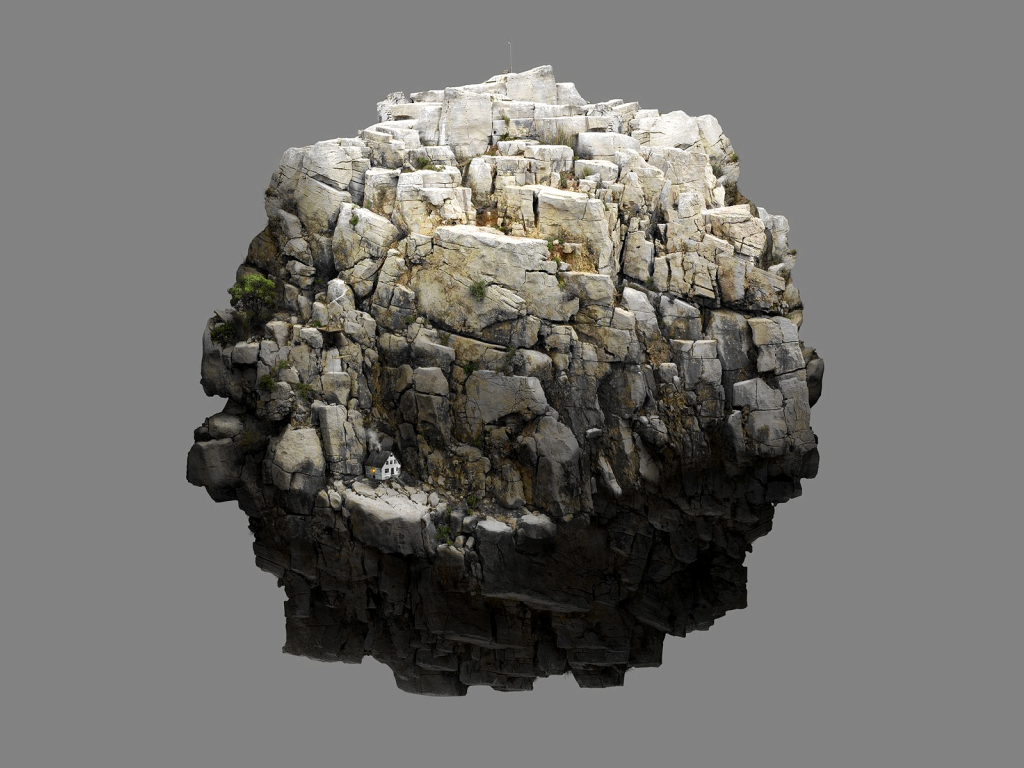 Круглый камень на сером фоне