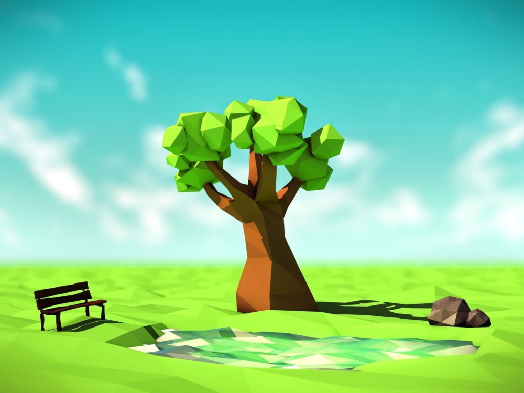 Дерево в поле, 3-Д графика