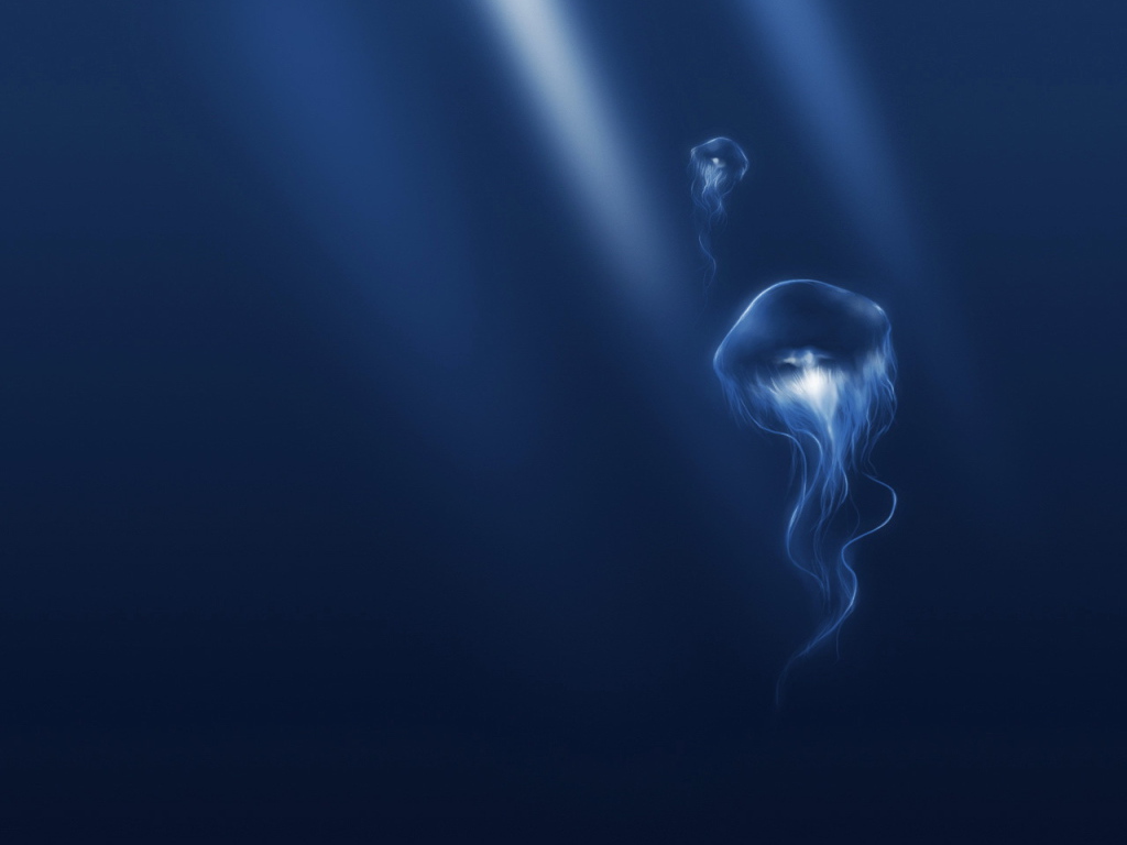 Медузы в синем океане