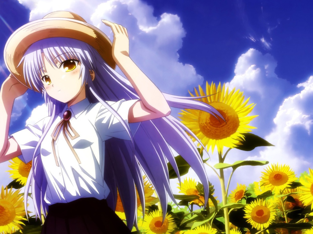Девушка среди подсолнухов в аниме Ангельские ритмы