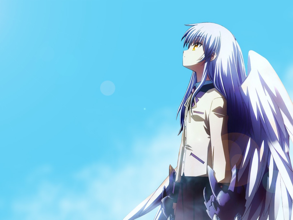Ангел на фоне голубого неба в аниме Ангельские ритмы