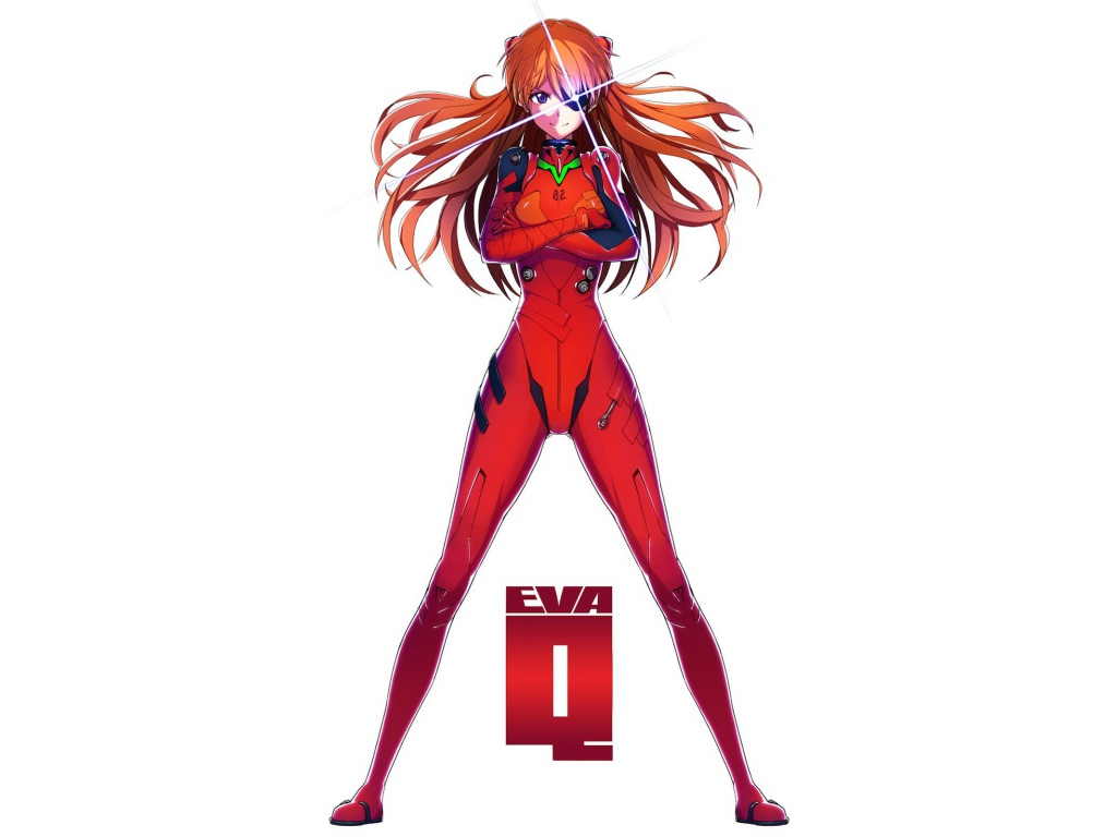 Девушка аниме Аска Лэнгли Сорью в красном