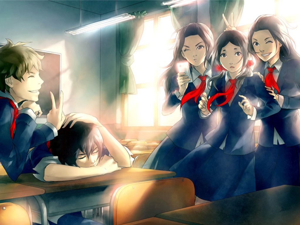 Персонажи аниме в школьной форме