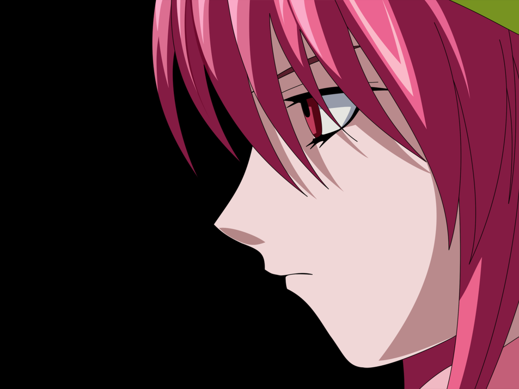 Аниме девушка Люси на черном фоне