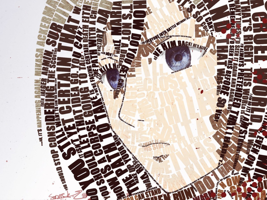 Лицо аниме девушки из букв