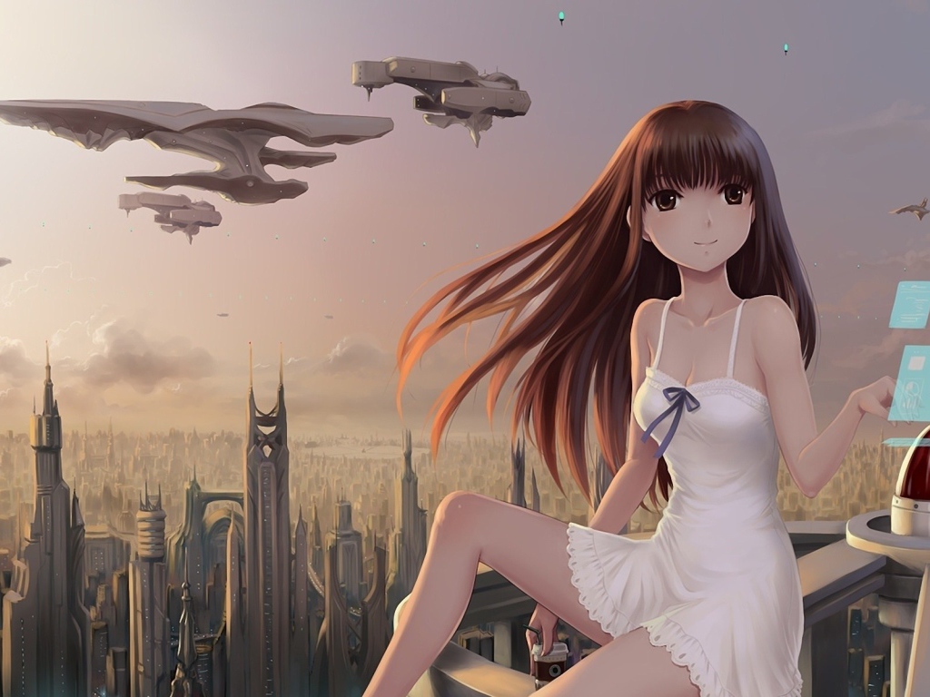 Девушка аниме в фантастической манге