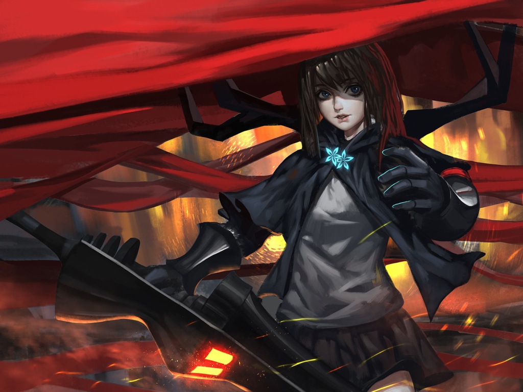 Девушка аниме под красной накидкой, Pixiv Fantasia