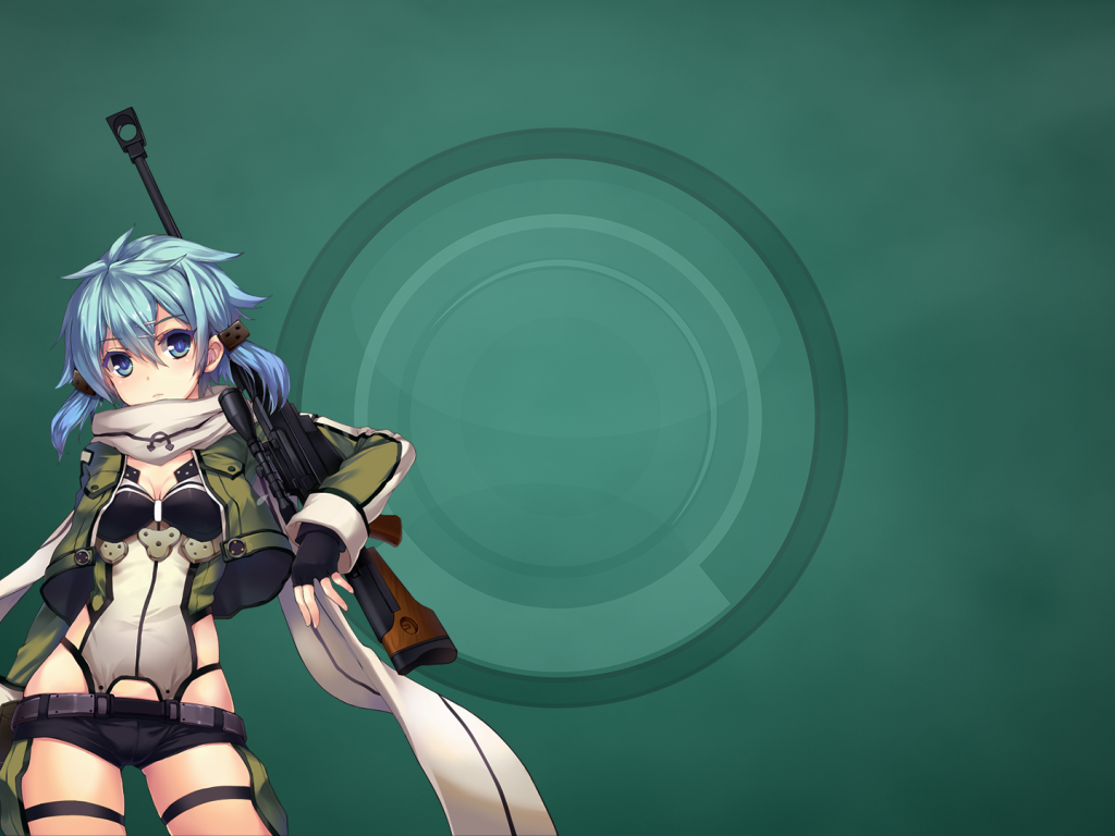 Девушка воин аниме на зеленом фоне