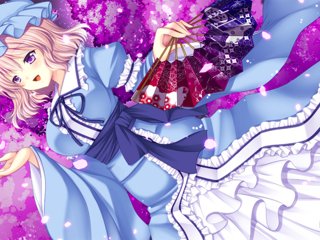 Аниме девушка с веером, Saigyouji Yuyuko