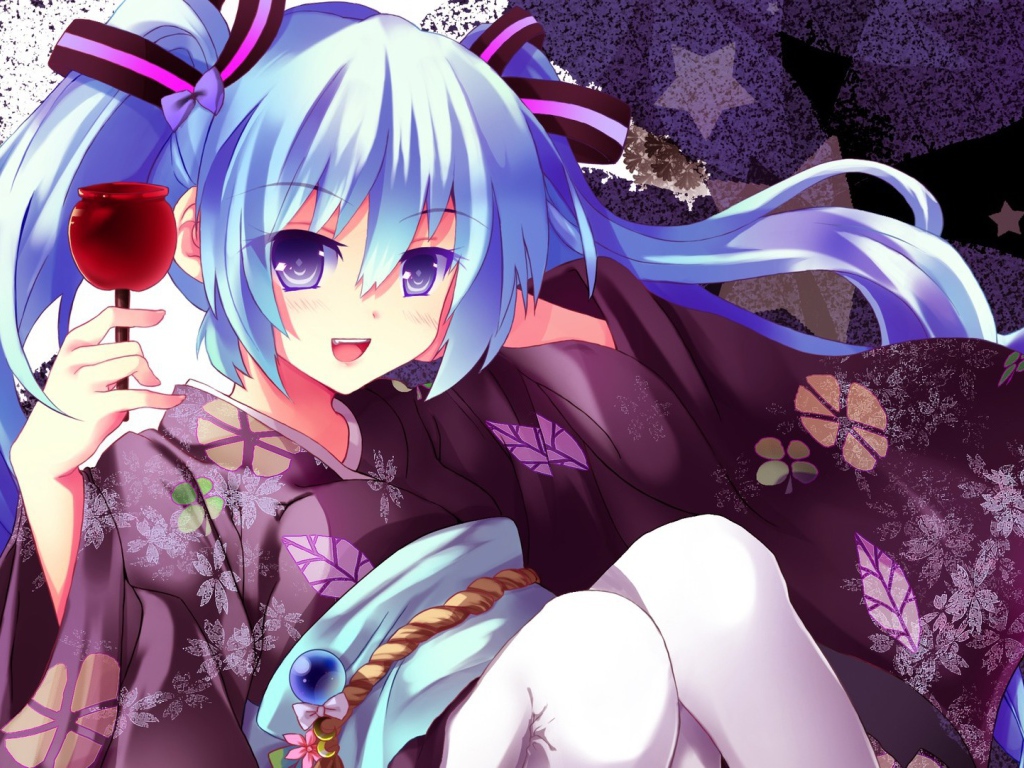 Аниме девушка с бокалом в руке