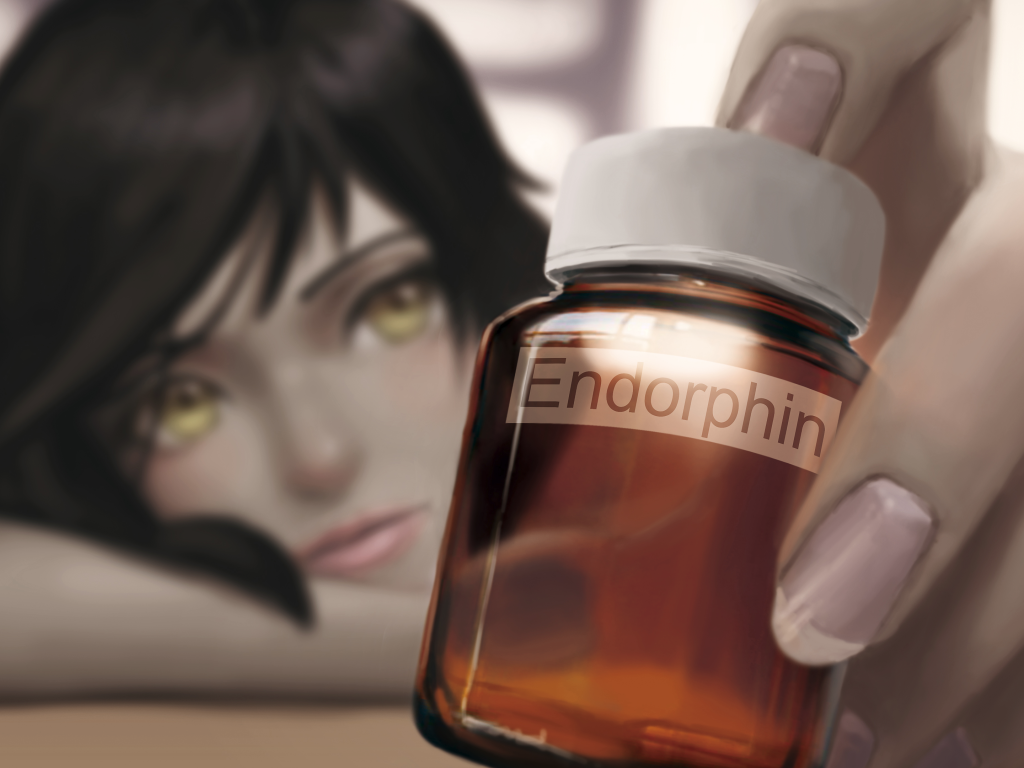 Аниме девушка с баночкой эндорфина