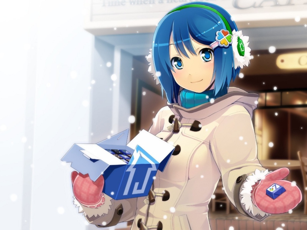 Аниме девушка угощает конфетами