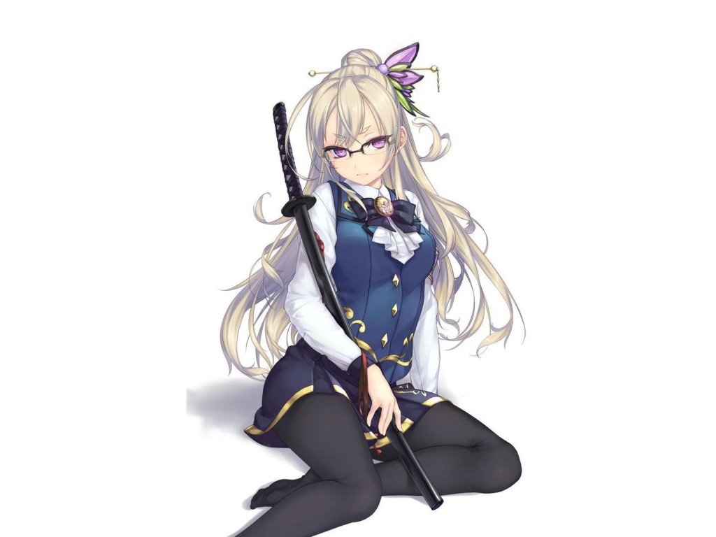 Девочка аниме с катаной в руке