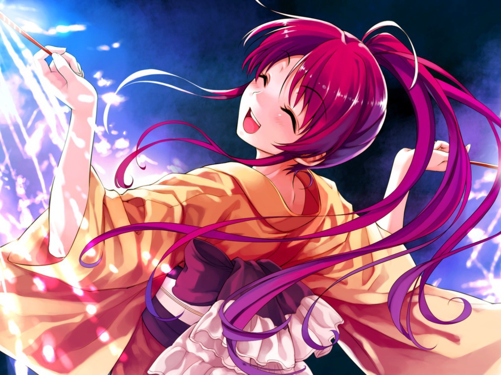 Девушка аниме с волшебной палочкой