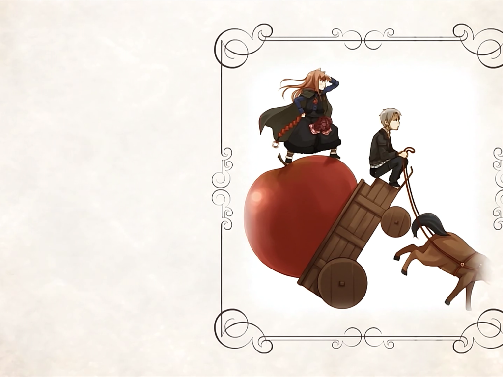 Яблоко на телеге в аниме Волчица и пряности