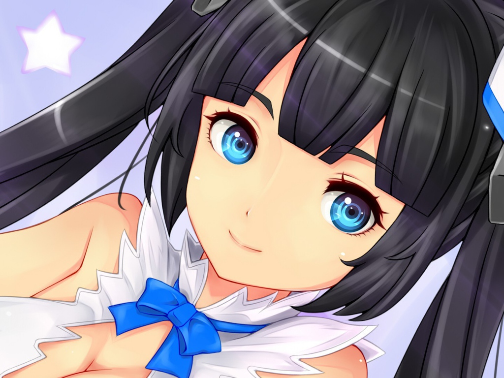 Голубоглазая девушка из аниме Может, я встречу тебя в подземелье