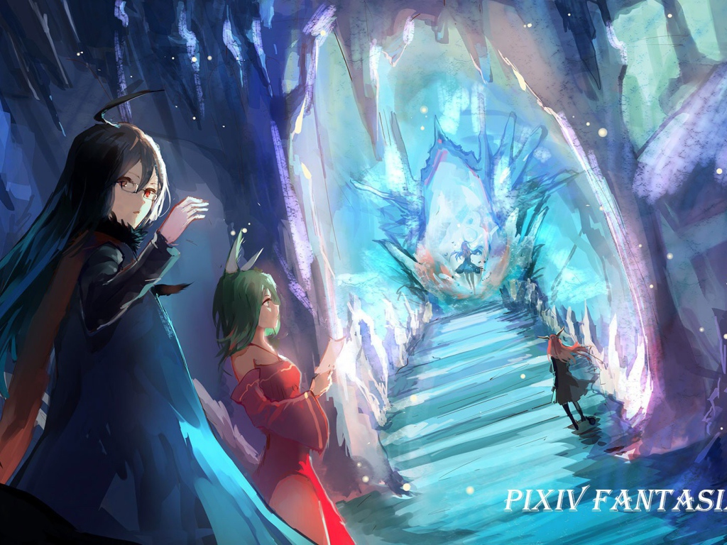 Голубой фентези мир аниме Pixiv Fantasia