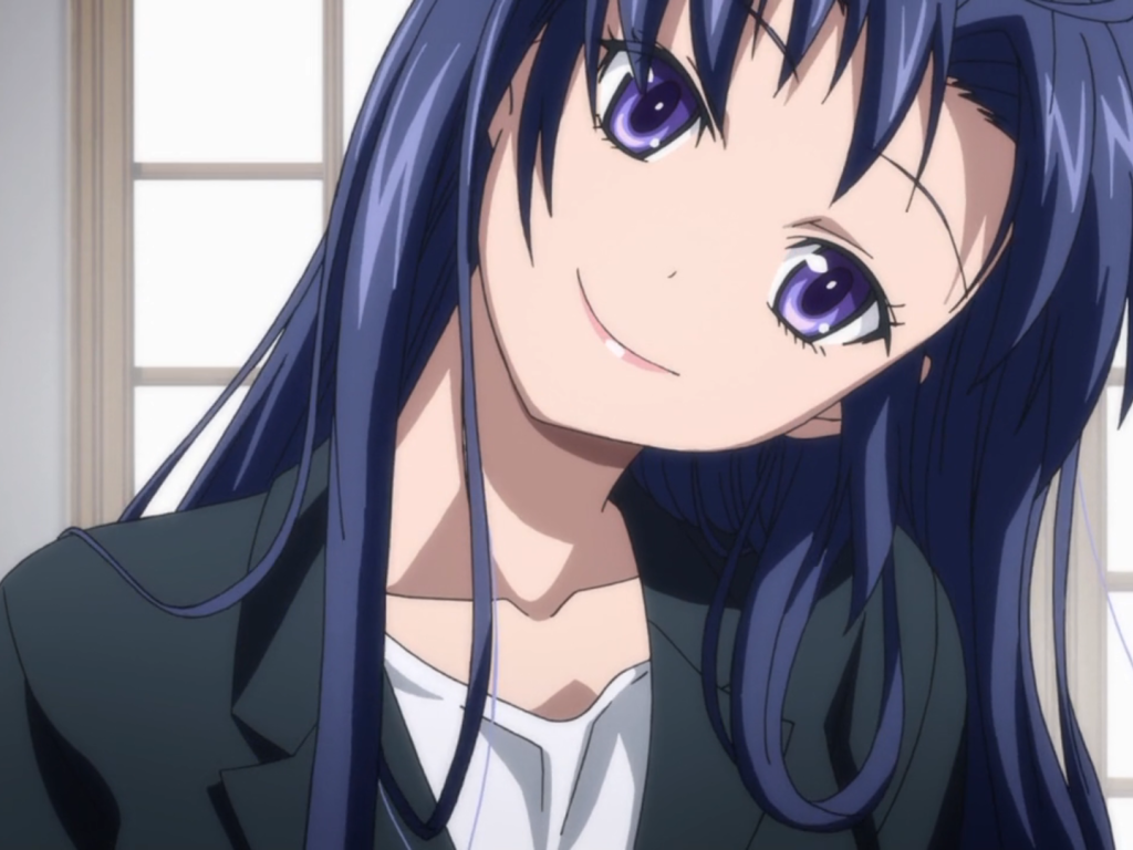 Девушка брюнетка в аниме Моя кузина - инопланетянка