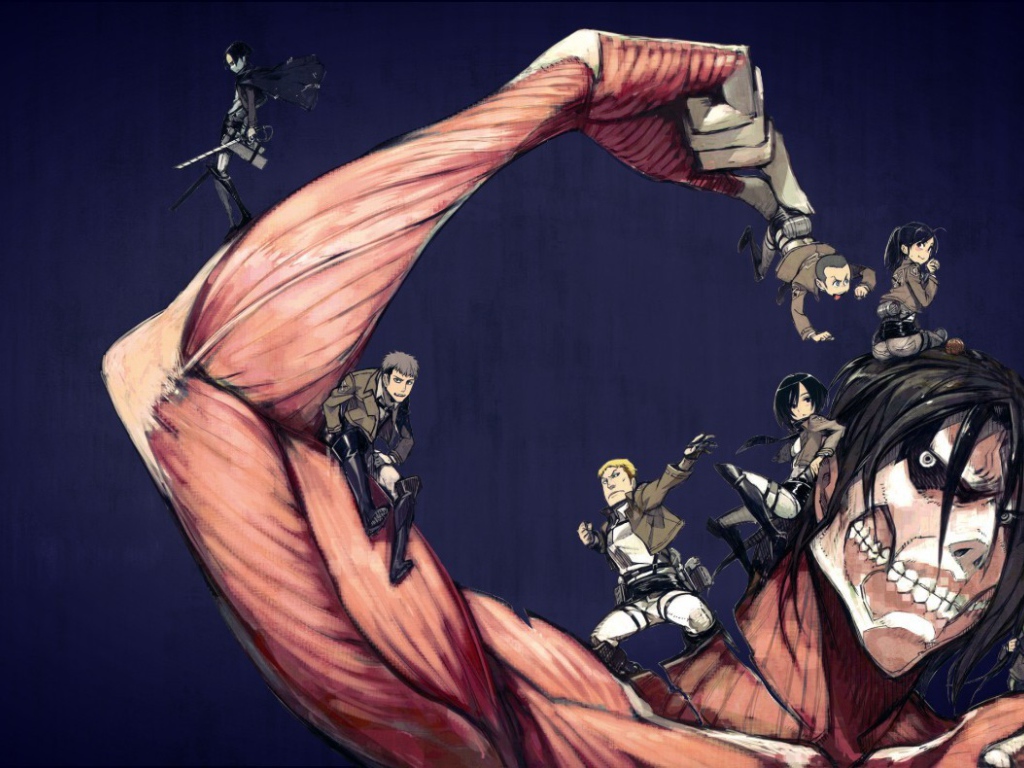 Персонажи аниме Атака Титанов верхом на титане