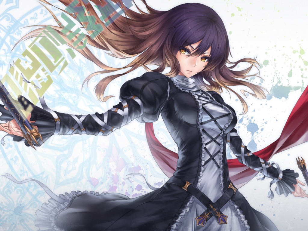 Темноволосая героиня аниме Touhou Project