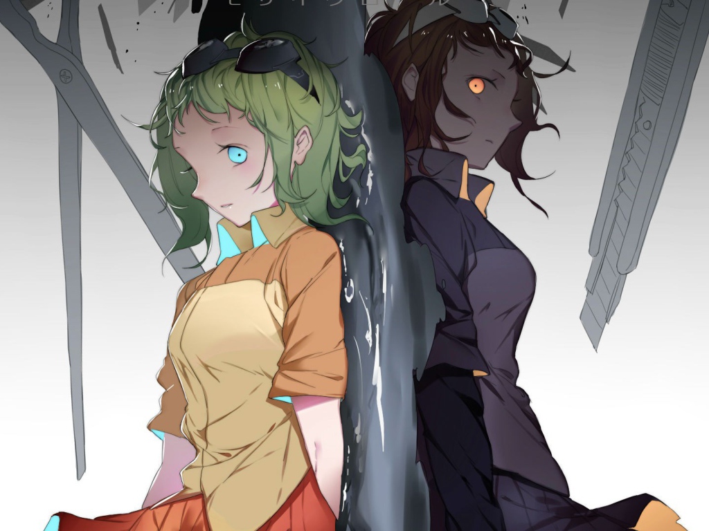 Темное отражение девушки аниме Megpoid Gumi