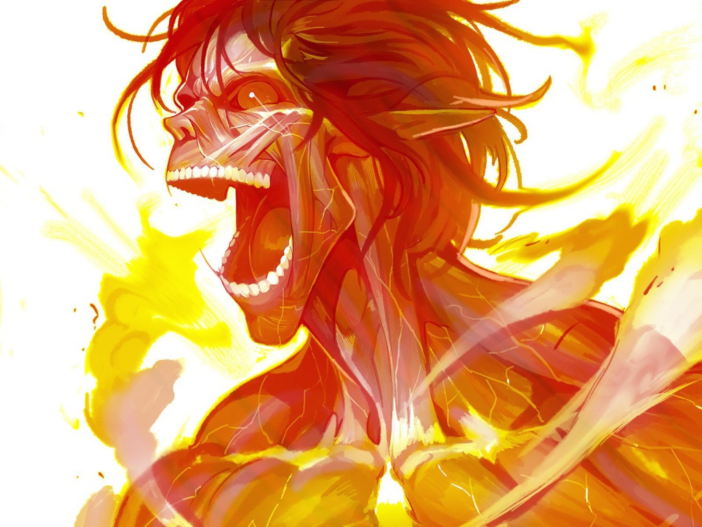 Огненный персонаж аниме Shingeki no Kyojin