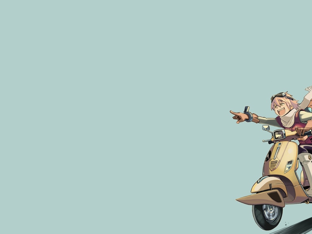 Друзья на мотороллере в аниме 49 дней