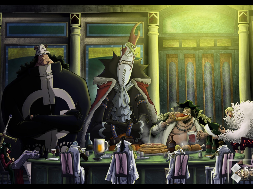 Великаны за столом в аниме Большой куш