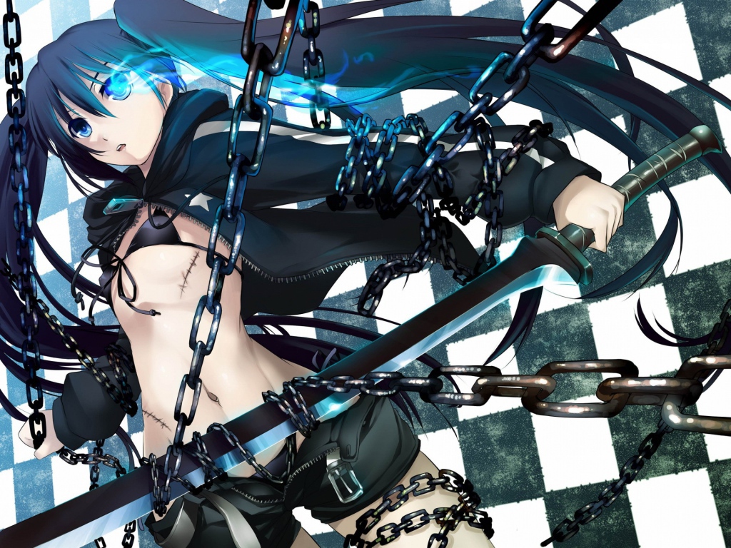 Девушка в цепях, аниме Black Rock Shooter