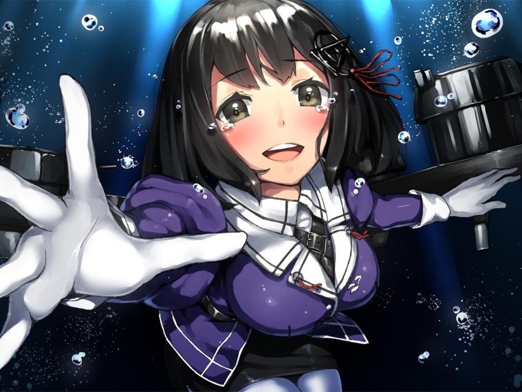 Девочка под водой в аниме Kantai Collection