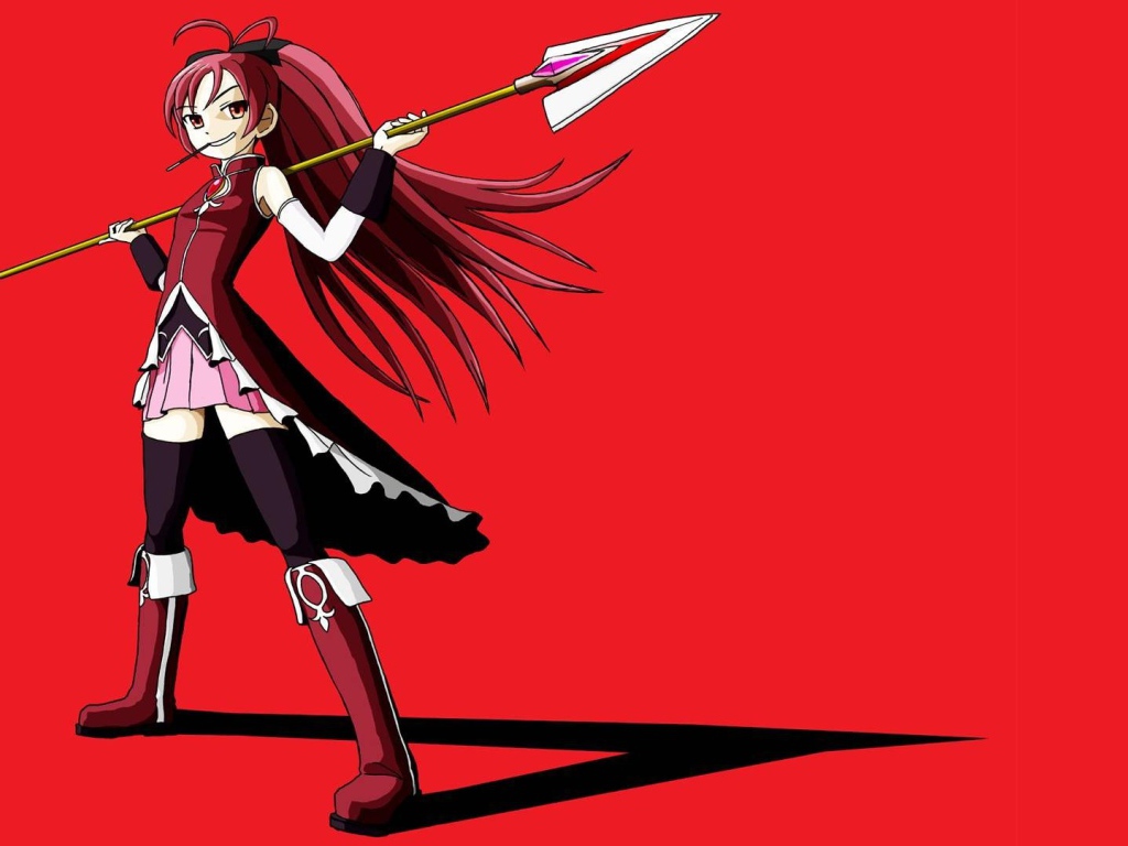 Девушка с копьем на красном фоне, Девочка-волшебница Мадока