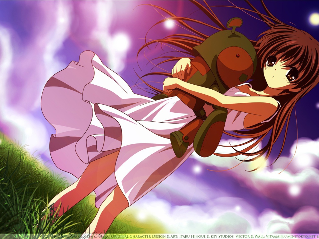 Девочка с игрушкой в аниме Кланнад