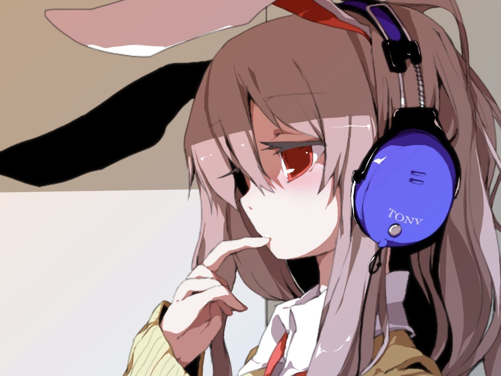 Девушка в наушниках в аниме Touhou Project