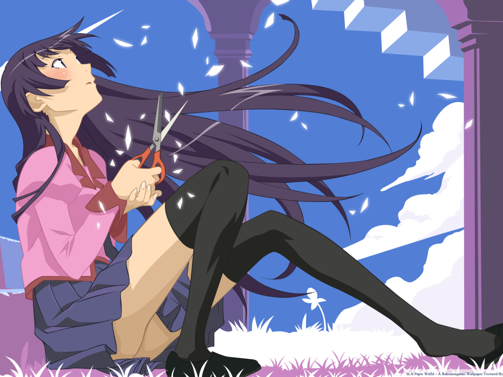 Девушка с ножницами в аниме Bakemonogatari