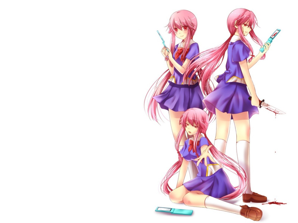 Девушки на белом фоне, аниме Яндере