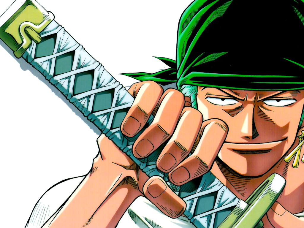 Зеленая косынка на голове пирата в аниме Большой куш